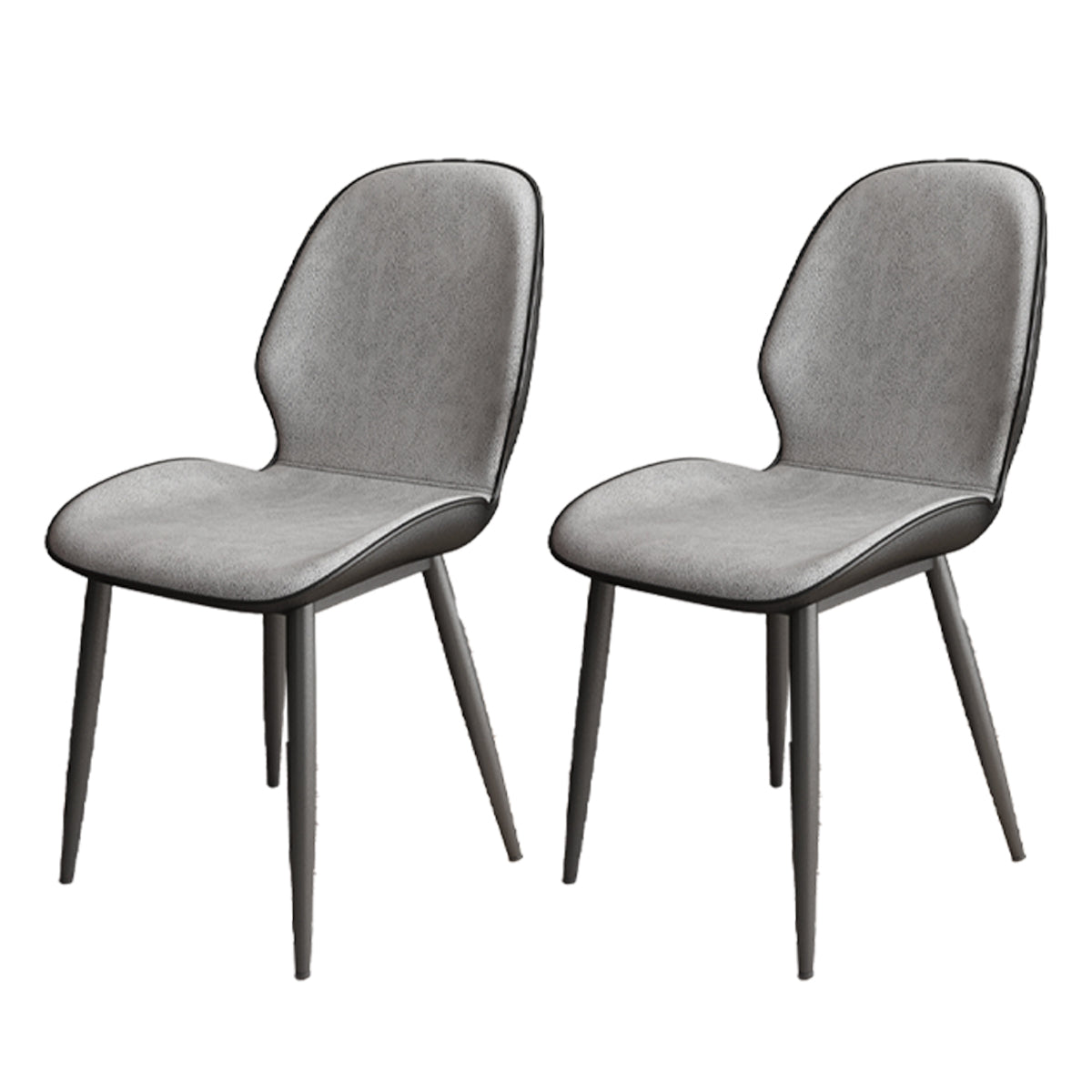 Contemporary Metal Dining Room Chairs PU Leather Dining Armless Chairs for Indoor Use Grey 2 Piece Set Clearhalo ' kitchen&dining_furn' 'Dining Chairs' 'Dining Tables & Seating' 'dining_chair' 'furn' 'furn_dining_chair' 'Furniture' 'furniture_dining_chair' 'Kitchen & Dining Furniture' 'kitchen' 3909824