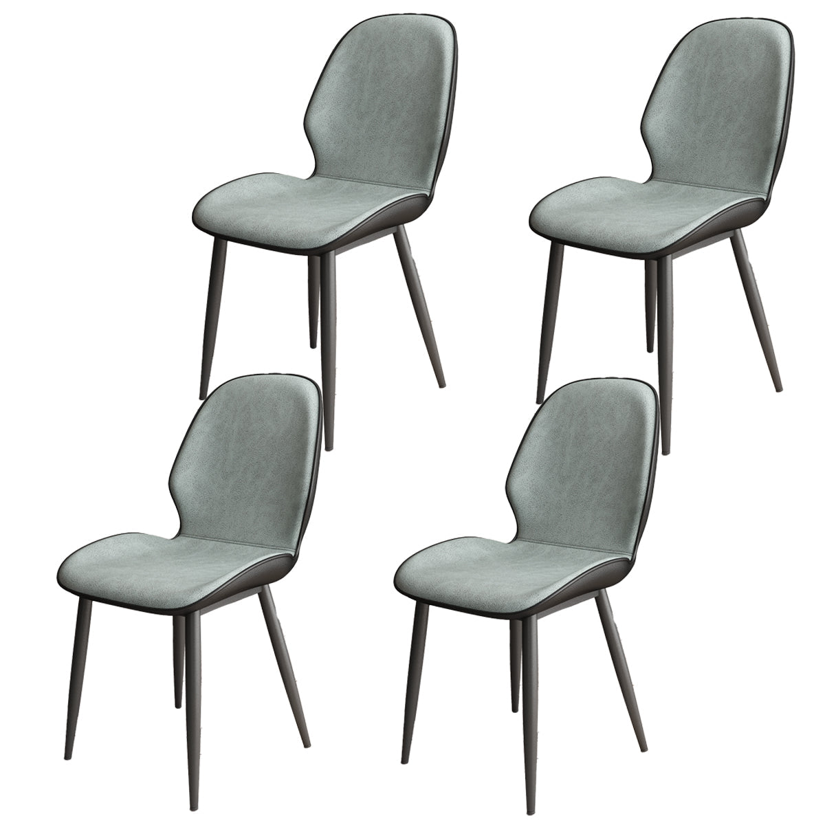 Contemporary Metal Dining Room Chairs PU Leather Dining Armless Chairs for Indoor Use Light Green 4 Piece Set Clearhalo ' kitchen&dining_furn' 'Dining Chairs' 'Dining Tables & Seating' 'dining_chair' 'furn' 'furn_dining_chair' 'Furniture' 'furniture_dining_chair' 'Kitchen & Dining Furniture' 'kitchen' 3909827