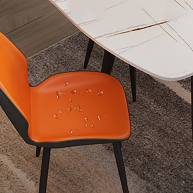 Contemporary Metal Dining Room Chairs PU Leather Dining Armless Chairs for Indoor Use Clearhalo ' kitchen&dining_furn' 'Dining Chairs' 'Dining Tables & Seating' 'dining_chair' 'furn' 'furn_dining_chair' 'Furniture' 'furniture_dining_chair' 'Kitchen & Dining Furniture' 'kitchen' 3909830