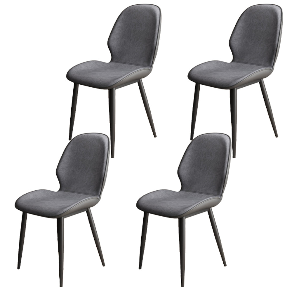 Contemporary Metal Dining Room Chairs PU Leather Dining Armless Chairs for Indoor Use Dark Gray 4 Piece Set Clearhalo ' kitchen&dining_furn' 'Dining Chairs' 'Dining Tables & Seating' 'dining_chair' 'furn' 'furn_dining_chair' 'Furniture' 'furniture_dining_chair' 'Kitchen & Dining Furniture' 'kitchen' 3909833