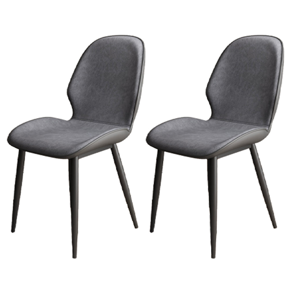 Contemporary Metal Dining Room Chairs PU Leather Dining Armless Chairs for Indoor Use Dark Gray 2 Piece Set Clearhalo ' kitchen&dining_furn' 'Dining Chairs' 'Dining Tables & Seating' 'dining_chair' 'furn' 'furn_dining_chair' 'Furniture' 'furniture_dining_chair' 'Kitchen & Dining Furniture' 'kitchen' 3909837