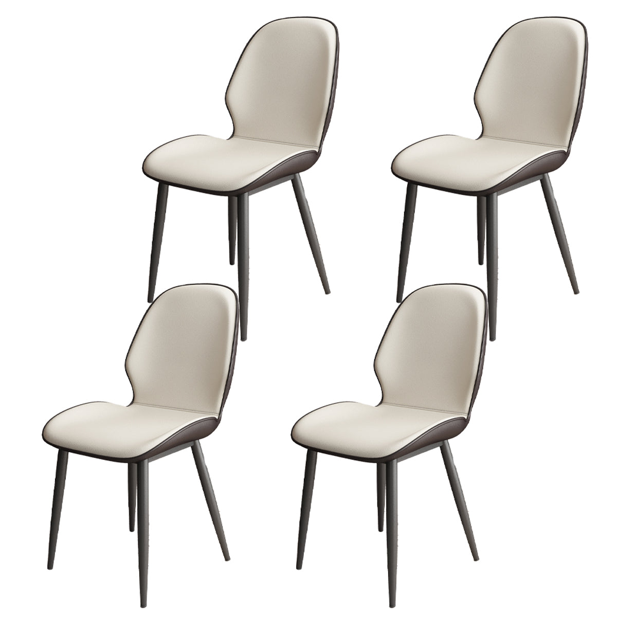 Contemporary Metal Dining Room Chairs PU Leather Dining Armless Chairs for Indoor Use Off-White 4 Piece Set Clearhalo ' kitchen&dining_furn' 'Dining Chairs' 'Dining Tables & Seating' 'dining_chair' 'furn' 'furn_dining_chair' 'Furniture' 'furniture_dining_chair' 'Kitchen & Dining Furniture' 'kitchen' 3909841