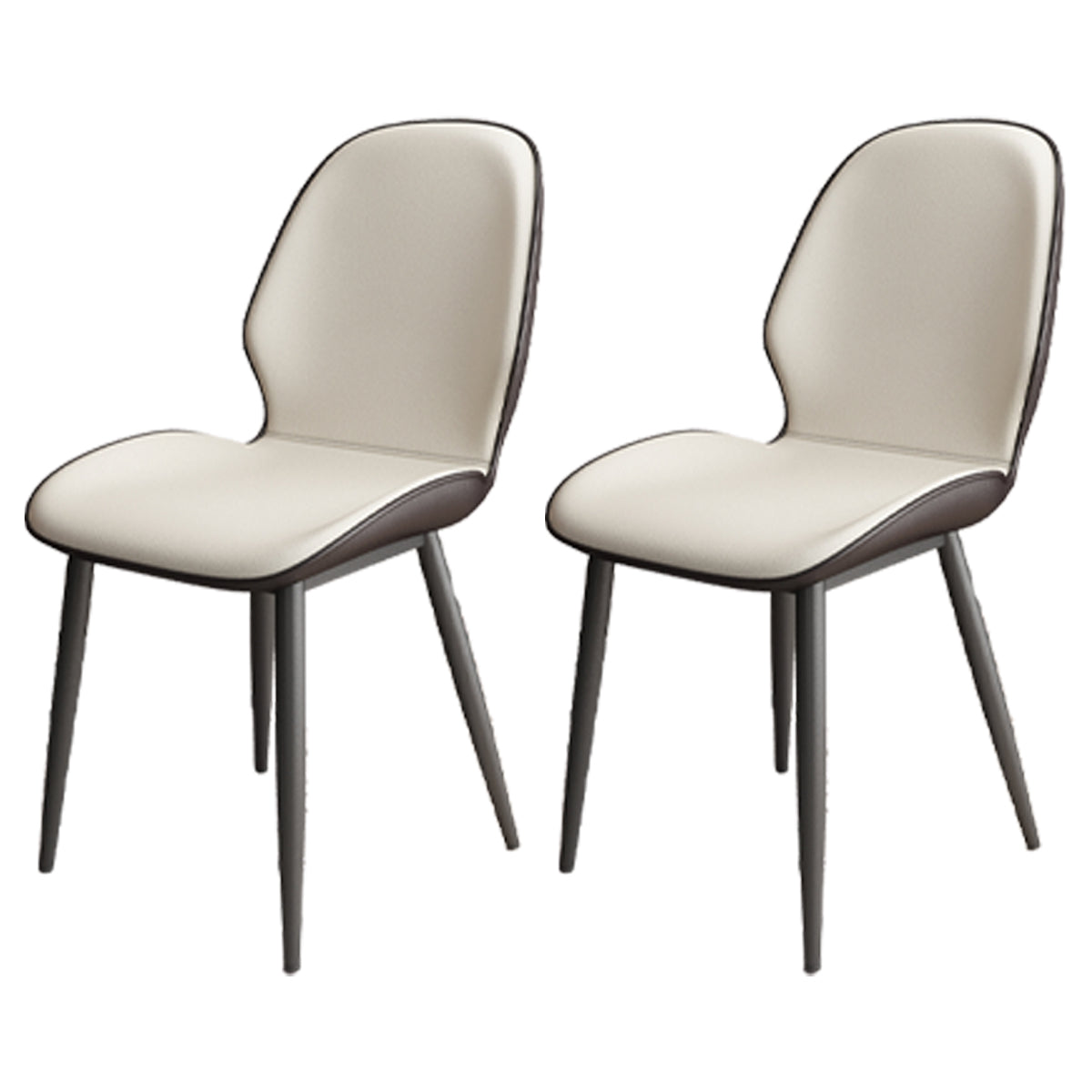 Contemporary Metal Dining Room Chairs PU Leather Dining Armless Chairs for Indoor Use Off-White 2 Piece Set Clearhalo ' kitchen&dining_furn' 'Dining Chairs' 'Dining Tables & Seating' 'dining_chair' 'furn' 'furn_dining_chair' 'Furniture' 'furniture_dining_chair' 'Kitchen & Dining Furniture' 'kitchen' 3909843