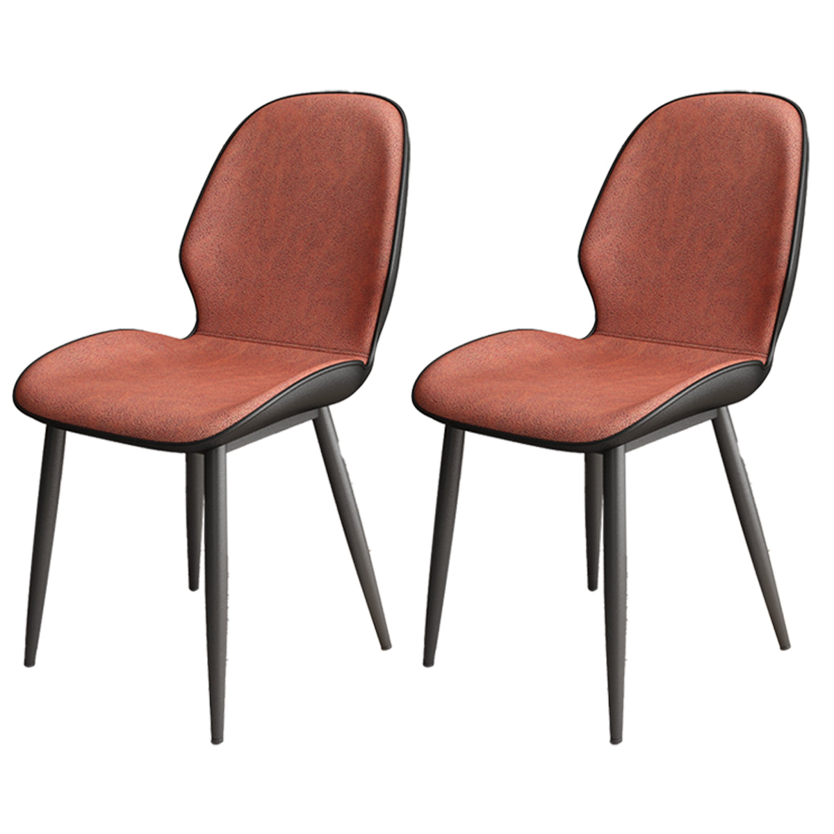 Contemporary Metal Dining Room Chairs PU Leather Dining Armless Chairs for Indoor Use Orange Red 2 Piece Set Clearhalo ' kitchen&dining_furn' 'Dining Chairs' 'Dining Tables & Seating' 'dining_chair' 'furn' 'furn_dining_chair' 'Furniture' 'furniture_dining_chair' 'Kitchen & Dining Furniture' 'kitchen' 3909846