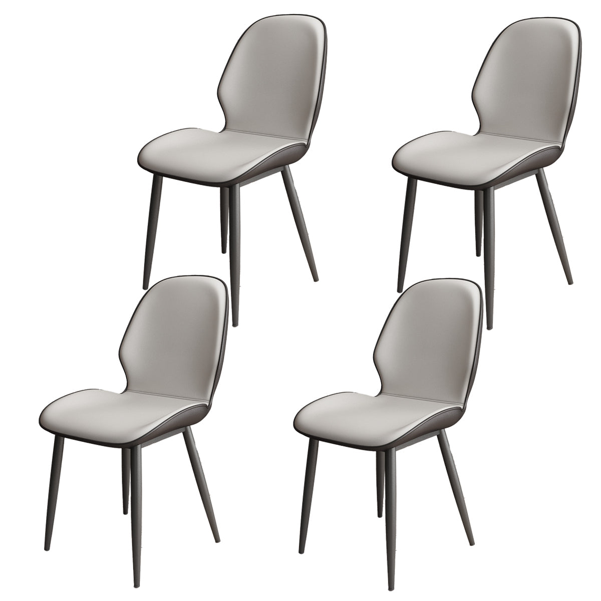 Contemporary Metal Dining Room Chairs PU Leather Dining Armless Chairs for Indoor Use Light Gray 4 Piece Set Clearhalo ' kitchen&dining_furn' 'Dining Chairs' 'Dining Tables & Seating' 'dining_chair' 'furn' 'furn_dining_chair' 'Furniture' 'furniture_dining_chair' 'Kitchen & Dining Furniture' 'kitchen' 3909847