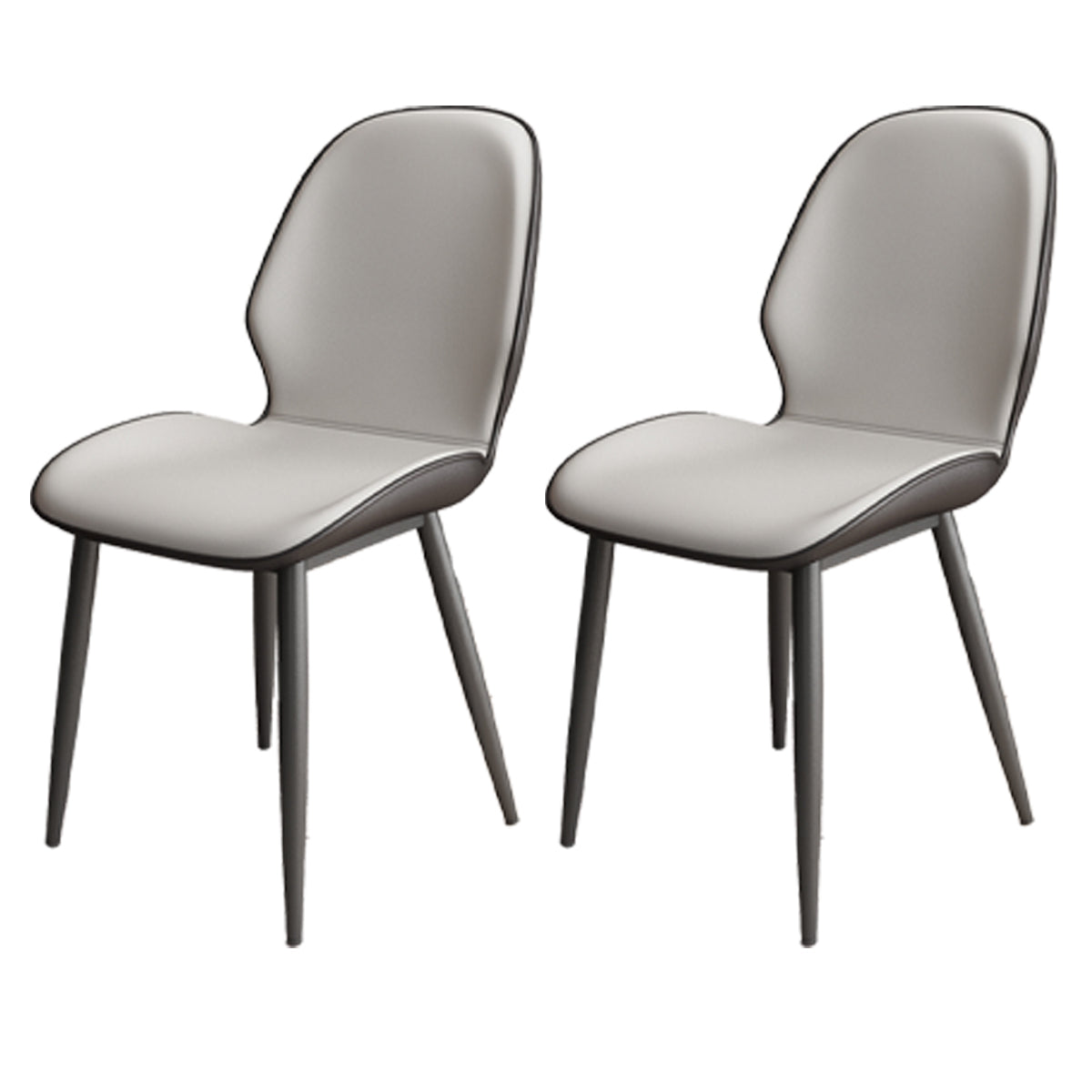 Contemporary Metal Dining Room Chairs PU Leather Dining Armless Chairs for Indoor Use Light Gray 2 Piece Set Clearhalo ' kitchen&dining_furn' 'Dining Chairs' 'Dining Tables & Seating' 'dining_chair' 'furn' 'furn_dining_chair' 'Furniture' 'furniture_dining_chair' 'Kitchen & Dining Furniture' 'kitchen' 3909849
