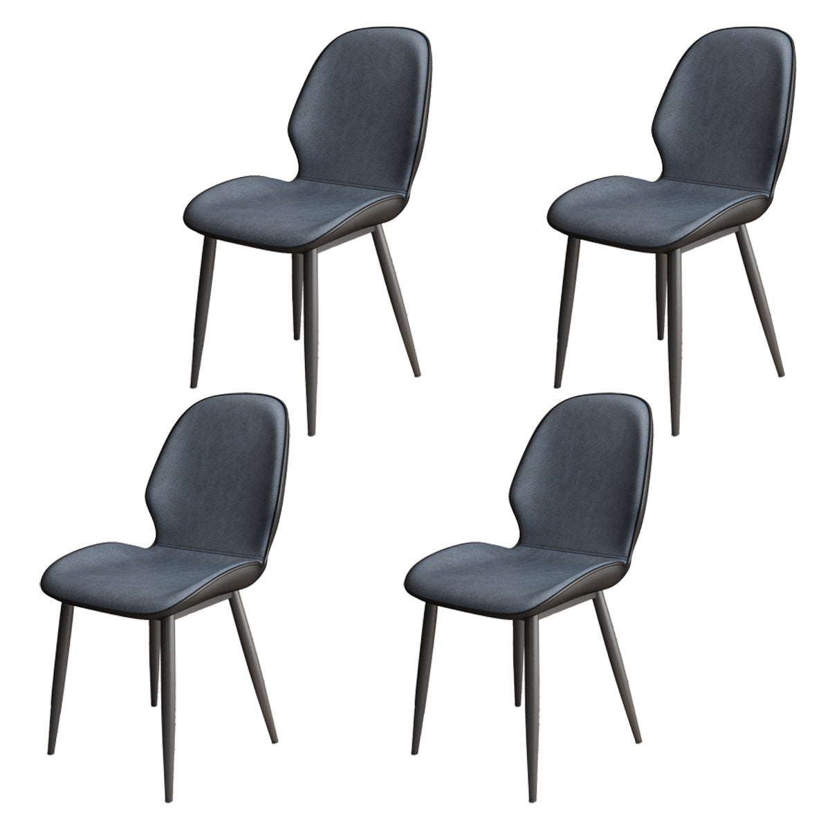 Contemporary Metal Dining Room Chairs PU Leather Dining Armless Chairs for Indoor Use Blue 4 Piece Set Clearhalo ' kitchen&dining_furn' 'Dining Chairs' 'Dining Tables & Seating' 'dining_chair' 'furn' 'furn_dining_chair' 'Furniture' 'furniture_dining_chair' 'Kitchen & Dining Furniture' 'kitchen' 3909850
