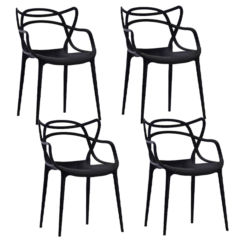 Scandinavian Restaurant Plastic Arm Chair Matte Finish Cross Back Dining Chair Black 4 Piece Set Clearhalo ' kitchen&dining_furn' 'Dining Chairs' 'Dining Tables & Seating' 'dining_chair' 'furn' 'furn_dining_chair' 'Furniture' 'furniture_dining_chair' 'Kitchen & Dining Furniture' 'kitchen' 3909855