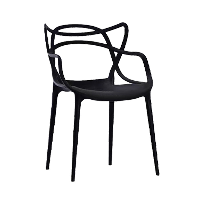 Scandinavian Restaurant Plastic Arm Chair Matte Finish Cross Back Dining Chair Black 1 Piece Clearhalo ' kitchen&dining_furn' 'Dining Chairs' 'Dining Tables & Seating' 'dining_chair' 'furn' 'furn_dining_chair' 'Furniture' 'furniture_dining_chair' 'Kitchen & Dining Furniture' 'kitchen' 3909857