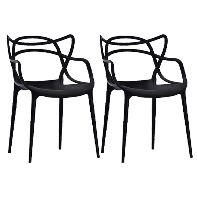 Scandinavian Restaurant Plastic Arm Chair Matte Finish Cross Back Dining Chair Black 2 Piece Set Clearhalo ' kitchen&dining_furn' 'Dining Chairs' 'Dining Tables & Seating' 'dining_chair' 'furn' 'furn_dining_chair' 'Furniture' 'furniture_dining_chair' 'Kitchen & Dining Furniture' 'kitchen' 3909859