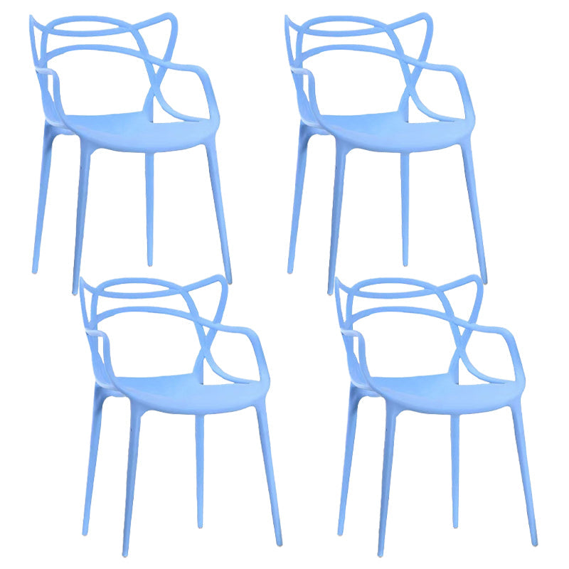 Scandinavian Restaurant Plastic Arm Chair Matte Finish Cross Back Dining Chair Blue 4 Piece Set Clearhalo ' kitchen&dining_furn' 'Dining Chairs' 'Dining Tables & Seating' 'dining_chair' 'furn' 'furn_dining_chair' 'Furniture' 'furniture_dining_chair' 'Kitchen & Dining Furniture' 'kitchen' 3909860