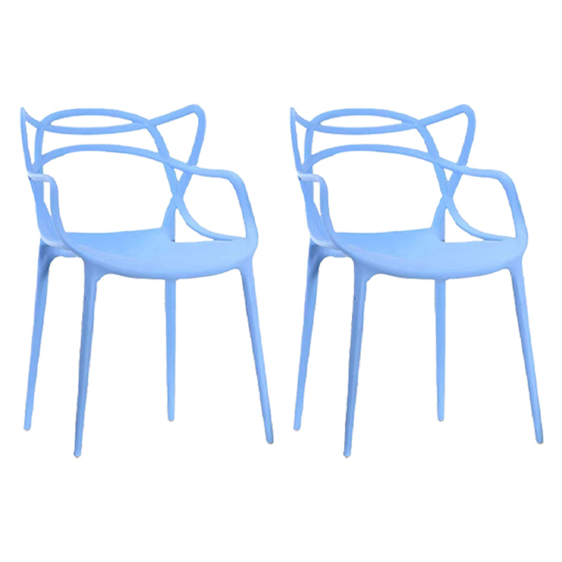 Scandinavian Restaurant Plastic Arm Chair Matte Finish Cross Back Dining Chair Blue 2 Piece Set Clearhalo ' kitchen&dining_furn' 'Dining Chairs' 'Dining Tables & Seating' 'dining_chair' 'furn' 'furn_dining_chair' 'Furniture' 'furniture_dining_chair' 'Kitchen & Dining Furniture' 'kitchen' 3909864