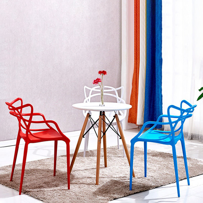 Scandinavian Restaurant Plastic Arm Chair Matte Finish Cross Back Dining Chair Clearhalo ' kitchen&dining_furn' 'Dining Chairs' 'Dining Tables & Seating' 'dining_chair' 'furn' 'furn_dining_chair' 'Furniture' 'furniture_dining_chair' 'Kitchen & Dining Furniture' 'kitchen' 3909866