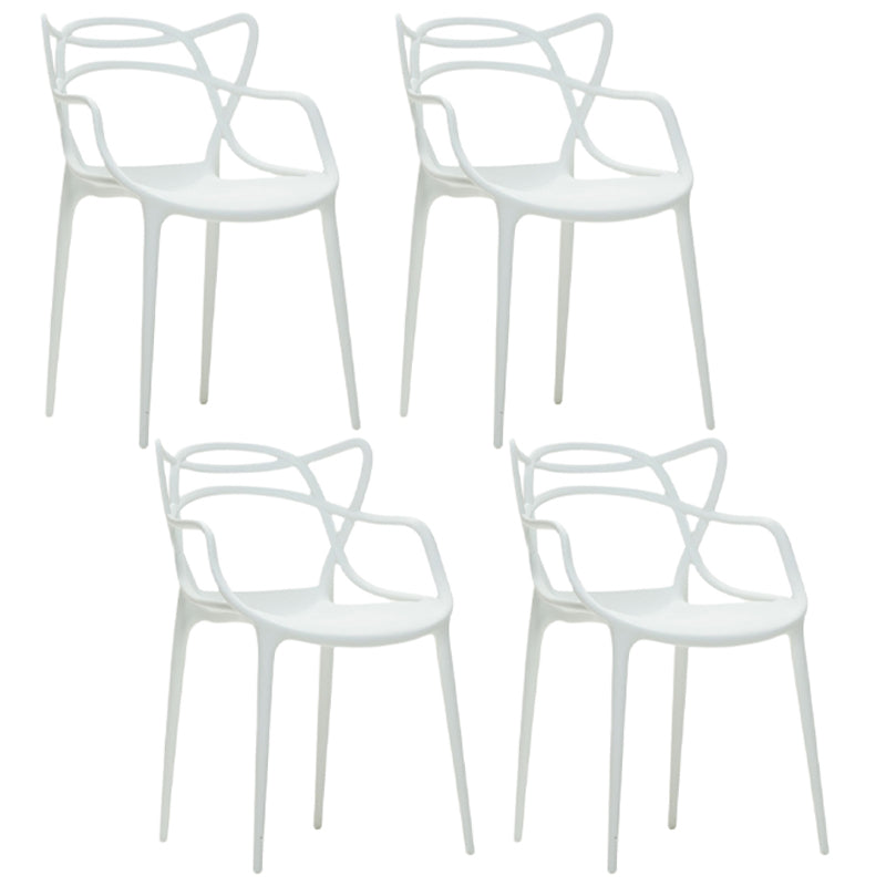 Scandinavian Restaurant Plastic Arm Chair Matte Finish Cross Back Dining Chair White 4 Piece Set Clearhalo ' kitchen&dining_furn' 'Dining Chairs' 'Dining Tables & Seating' 'dining_chair' 'furn' 'furn_dining_chair' 'Furniture' 'furniture_dining_chair' 'Kitchen & Dining Furniture' 'kitchen' 3909867