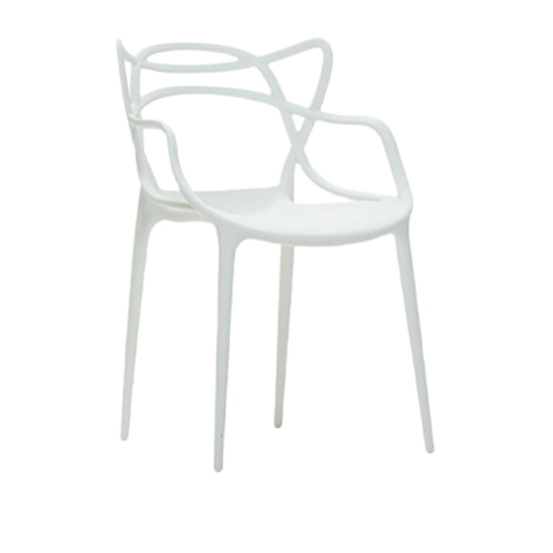 Scandinavian Restaurant Plastic Arm Chair Matte Finish Cross Back Dining Chair White 1 Piece Clearhalo ' kitchen&dining_furn' 'Dining Chairs' 'Dining Tables & Seating' 'dining_chair' 'furn' 'furn_dining_chair' 'Furniture' 'furniture_dining_chair' 'Kitchen & Dining Furniture' 'kitchen' 3909868