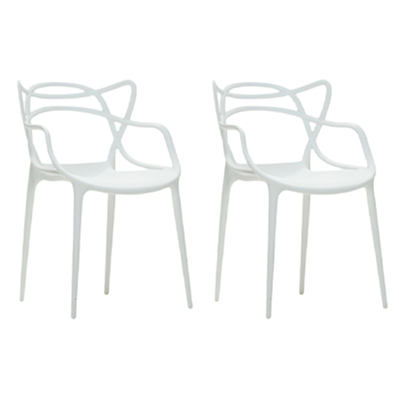 Scandinavian Restaurant Plastic Arm Chair Matte Finish Cross Back Dining Chair White 2 Piece Set Clearhalo ' kitchen&dining_furn' 'Dining Chairs' 'Dining Tables & Seating' 'dining_chair' 'furn' 'furn_dining_chair' 'Furniture' 'furniture_dining_chair' 'Kitchen & Dining Furniture' 'kitchen' 3909870