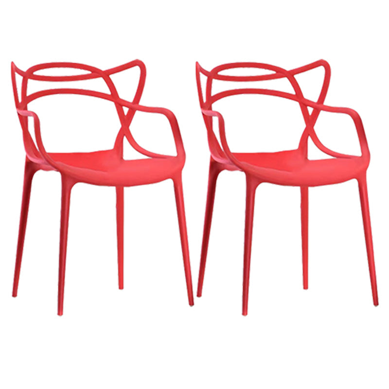 Scandinavian Restaurant Plastic Arm Chair Matte Finish Cross Back Dining Chair Red 2 Piece Set Clearhalo ' kitchen&dining_furn' 'Dining Chairs' 'Dining Tables & Seating' 'dining_chair' 'furn' 'furn_dining_chair' 'Furniture' 'furniture_dining_chair' 'Kitchen & Dining Furniture' 'kitchen' 3909875