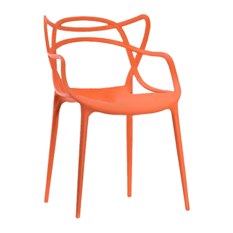 Scandinavian Restaurant Plastic Arm Chair Matte Finish Cross Back Dining Chair Orange 1 Piece Clearhalo ' kitchen&dining_furn' 'Dining Chairs' 'Dining Tables & Seating' 'dining_chair' 'furn' 'furn_dining_chair' 'Furniture' 'furniture_dining_chair' 'Kitchen & Dining Furniture' 'kitchen' 3909880