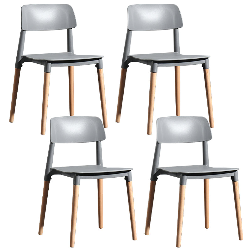Contemporary Style Plastic Dining Chair Open Back Dining Side Chairs for Kitchen Grey 4 Piece Set Clearhalo ' kitchen&dining_furn' 'Dining Chairs' 'Dining Tables & Seating' 'dining_chair' 'furn' 'furn_dining_chair' 'Furniture' 'furniture_dining_chair' 'Kitchen & Dining Furniture' 'kitchen' 3909887