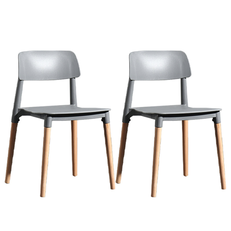Contemporary Style Plastic Dining Chair Open Back Dining Side Chairs for Kitchen Grey 2 Piece Set Clearhalo ' kitchen&dining_furn' 'Dining Chairs' 'Dining Tables & Seating' 'dining_chair' 'furn' 'furn_dining_chair' 'Furniture' 'furniture_dining_chair' 'Kitchen & Dining Furniture' 'kitchen' 3909891