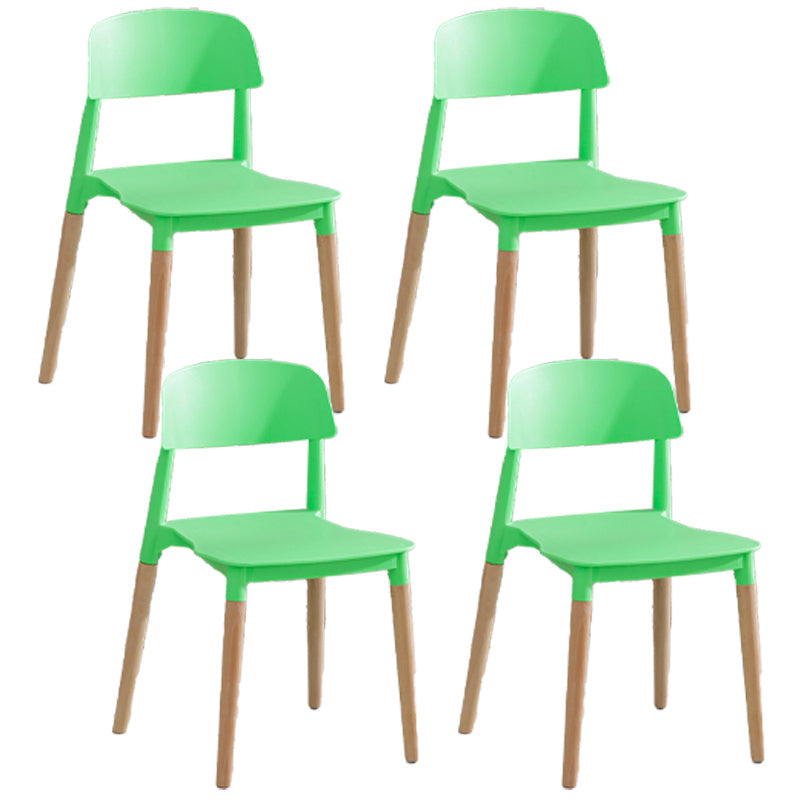 Contemporary Style Plastic Dining Chair Open Back Dining Side Chairs for Kitchen Green 4 Piece Set Clearhalo ' kitchen&dining_furn' 'Dining Chairs' 'Dining Tables & Seating' 'dining_chair' 'furn' 'furn_dining_chair' 'Furniture' 'furniture_dining_chair' 'Kitchen & Dining Furniture' 'kitchen' 3909892