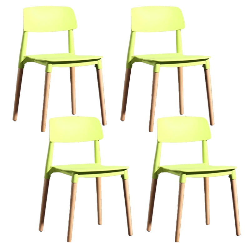 Contemporary Style Plastic Dining Chair Open Back Dining Side Chairs for Kitchen Yellow-Green 4 Piece Set Clearhalo ' kitchen&dining_furn' 'Dining Chairs' 'Dining Tables & Seating' 'dining_chair' 'furn' 'furn_dining_chair' 'Furniture' 'furniture_dining_chair' 'Kitchen & Dining Furniture' 'kitchen' 3909898