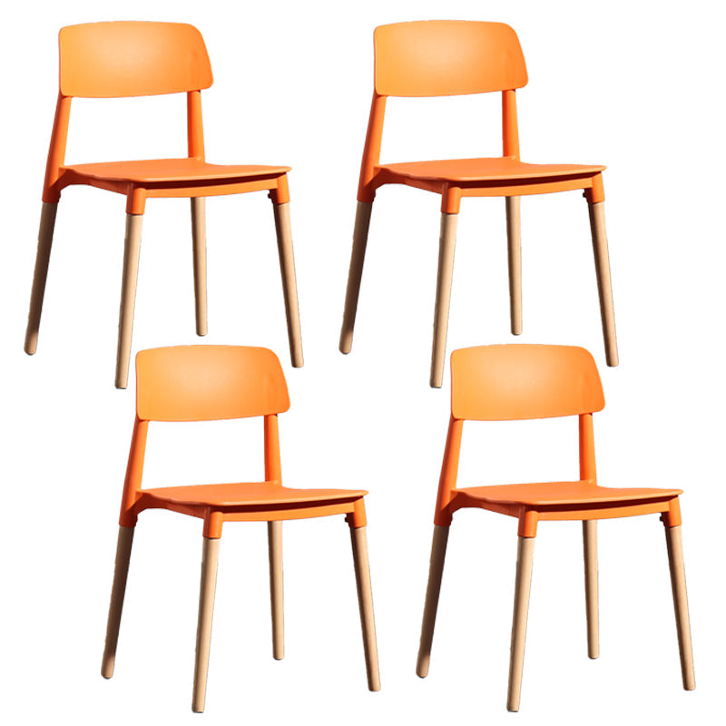 Contemporary Style Plastic Dining Chair Open Back Dining Side Chairs for Kitchen Orange 4 Piece Set Clearhalo ' kitchen&dining_furn' 'Dining Chairs' 'Dining Tables & Seating' 'dining_chair' 'furn' 'furn_dining_chair' 'Furniture' 'furniture_dining_chair' 'Kitchen & Dining Furniture' 'kitchen' 3909905
