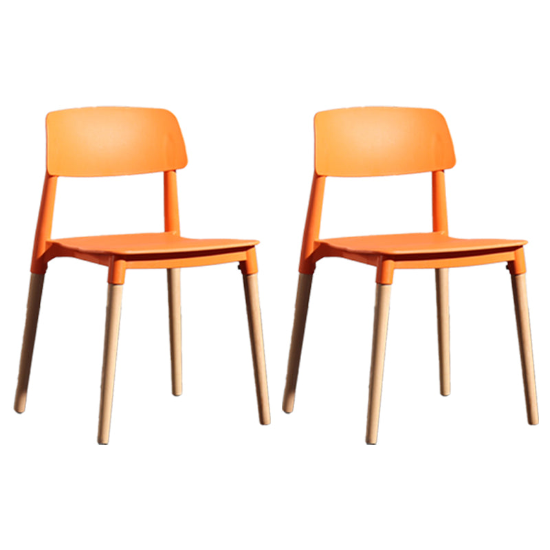 Contemporary Style Plastic Dining Chair Open Back Dining Side Chairs for Kitchen Orange 2 Piece Set Clearhalo ' kitchen&dining_furn' 'Dining Chairs' 'Dining Tables & Seating' 'dining_chair' 'furn' 'furn_dining_chair' 'Furniture' 'furniture_dining_chair' 'Kitchen & Dining Furniture' 'kitchen' 3909909