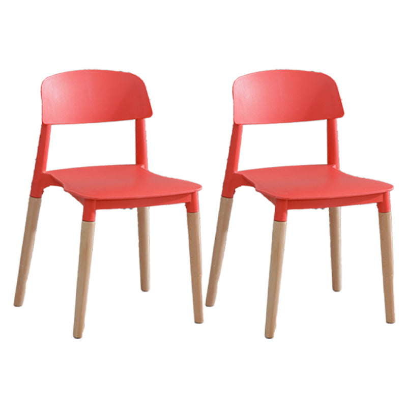 Contemporary Style Plastic Dining Chair Open Back Dining Side Chairs for Kitchen Red 2 Piece Set Clearhalo ' kitchen&dining_furn' 'Dining Chairs' 'Dining Tables & Seating' 'dining_chair' 'furn' 'furn_dining_chair' 'Furniture' 'furniture_dining_chair' 'Kitchen & Dining Furniture' 'kitchen' 3909912