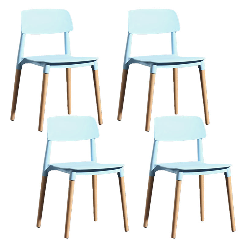 Contemporary Style Plastic Dining Chair Open Back Dining Side Chairs for Kitchen Light Blue 4 Piece Set Clearhalo ' kitchen&dining_furn' 'Dining Chairs' 'Dining Tables & Seating' 'dining_chair' 'furn' 'furn_dining_chair' 'Furniture' 'furniture_dining_chair' 'Kitchen & Dining Furniture' 'kitchen' 3909913