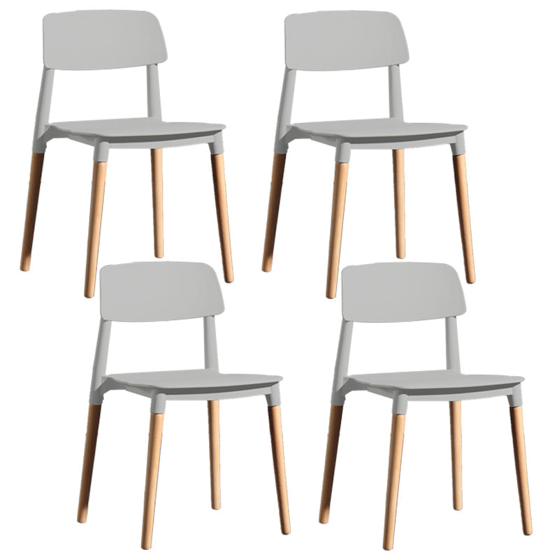 Contemporary Style Plastic Dining Chair Open Back Dining Side Chairs for Kitchen Light Gray 4 Piece Set Clearhalo ' kitchen&dining_furn' 'Dining Chairs' 'Dining Tables & Seating' 'dining_chair' 'furn' 'furn_dining_chair' 'Furniture' 'furniture_dining_chair' 'Kitchen & Dining Furniture' 'kitchen' 3909919