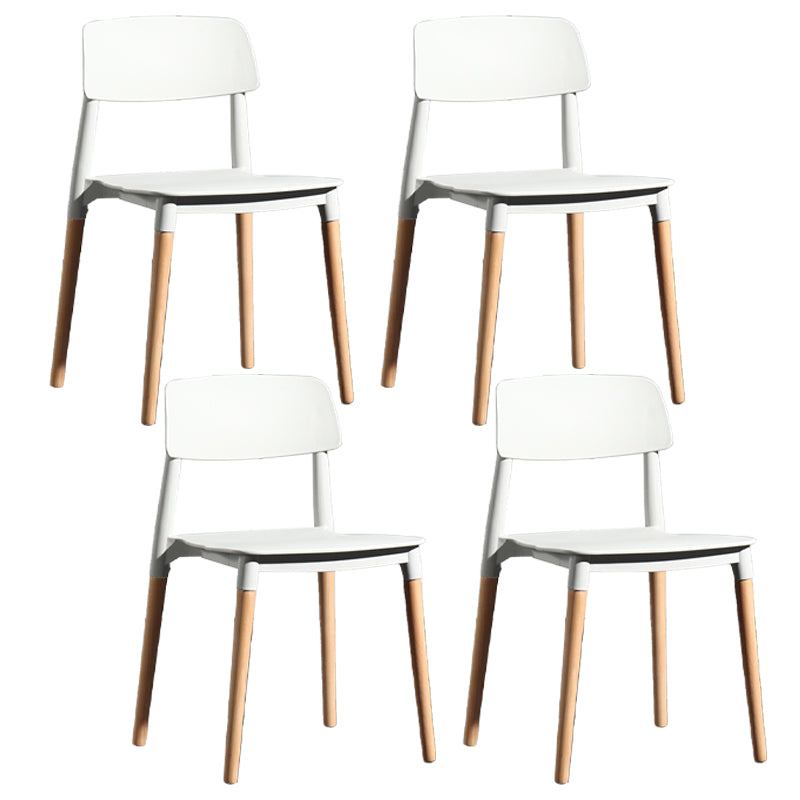 Contemporary Style Plastic Dining Chair Open Back Dining Side Chairs for Kitchen White 4 Piece Set Clearhalo ' kitchen&dining_furn' 'Dining Chairs' 'Dining Tables & Seating' 'dining_chair' 'furn' 'furn_dining_chair' 'Furniture' 'furniture_dining_chair' 'Kitchen & Dining Furniture' 'kitchen' 3909922