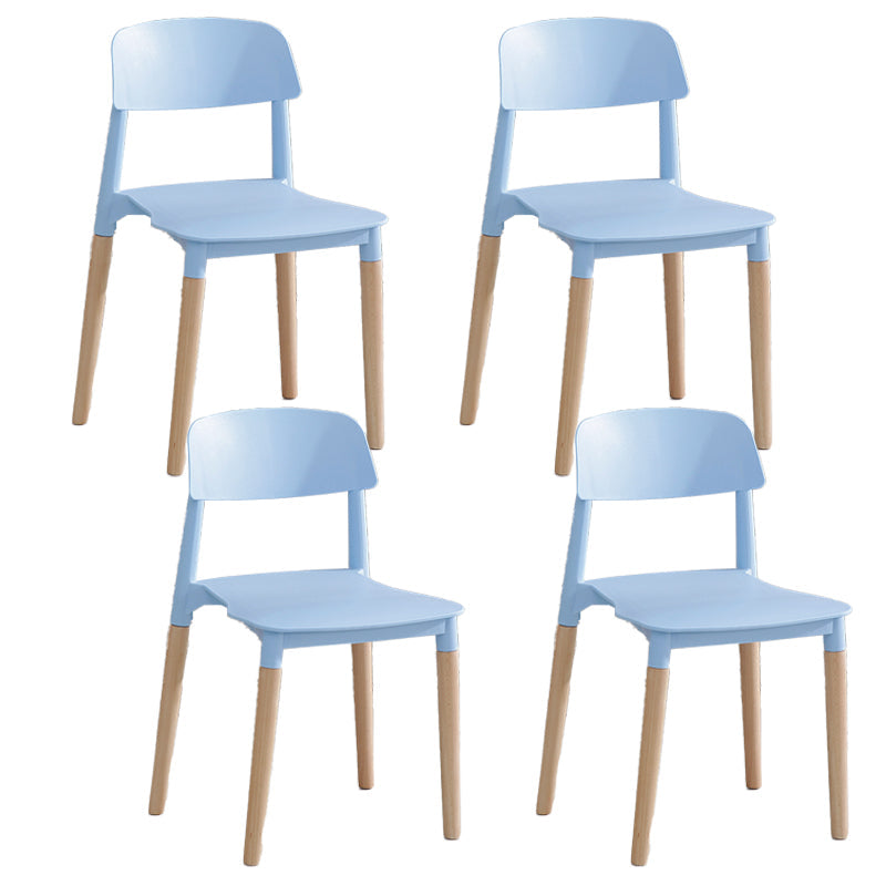 Contemporary Style Plastic Dining Chair Open Back Dining Side Chairs for Kitchen Gray Blue 4 Piece Set Clearhalo ' kitchen&dining_furn' 'Dining Chairs' 'Dining Tables & Seating' 'dining_chair' 'furn' 'furn_dining_chair' 'Furniture' 'furniture_dining_chair' 'Kitchen & Dining Furniture' 'kitchen' 3909928