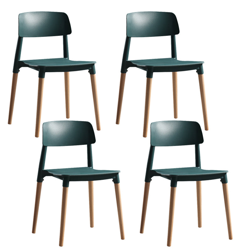Contemporary Style Plastic Dining Chair Open Back Dining Side Chairs for Kitchen Navy 4 Piece Set Clearhalo ' kitchen&dining_furn' 'Dining Chairs' 'Dining Tables & Seating' 'dining_chair' 'furn' 'furn_dining_chair' 'Furniture' 'furniture_dining_chair' 'Kitchen & Dining Furniture' 'kitchen' 3909931
