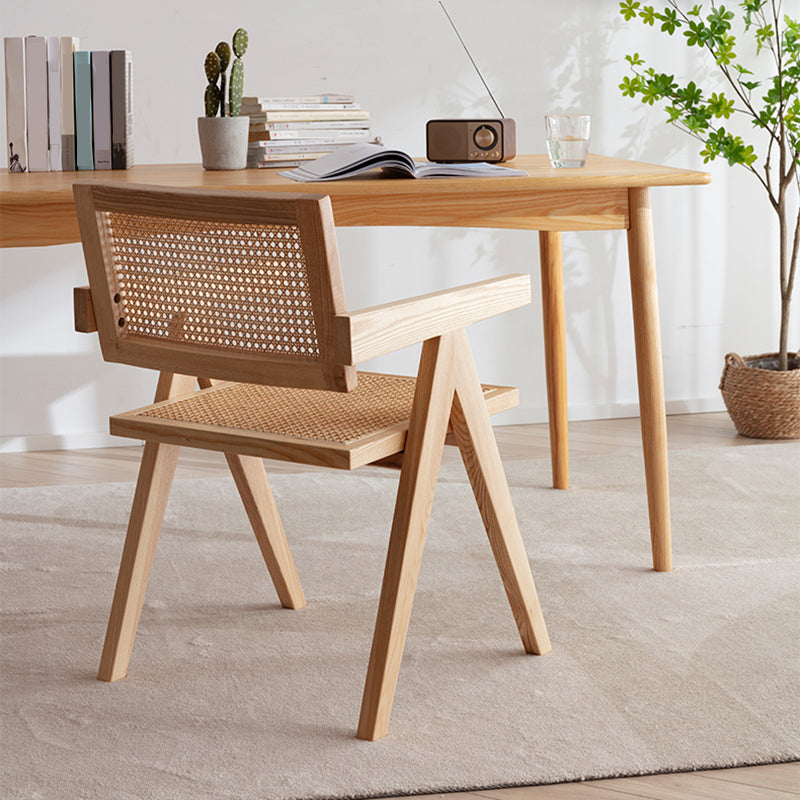 Contemporary Style Oak Wood Chairs Kitchen Dining Room Open Back Arm Chair Clearhalo ' kitchen&dining_furn' 'Dining Chairs' 'Dining Tables & Seating' 'dining_chair' 'furn' 'furn_dining_chair' 'Furniture' 'furniture_dining_chair' 'Kitchen & Dining Furniture' 'kitchen' 3909940