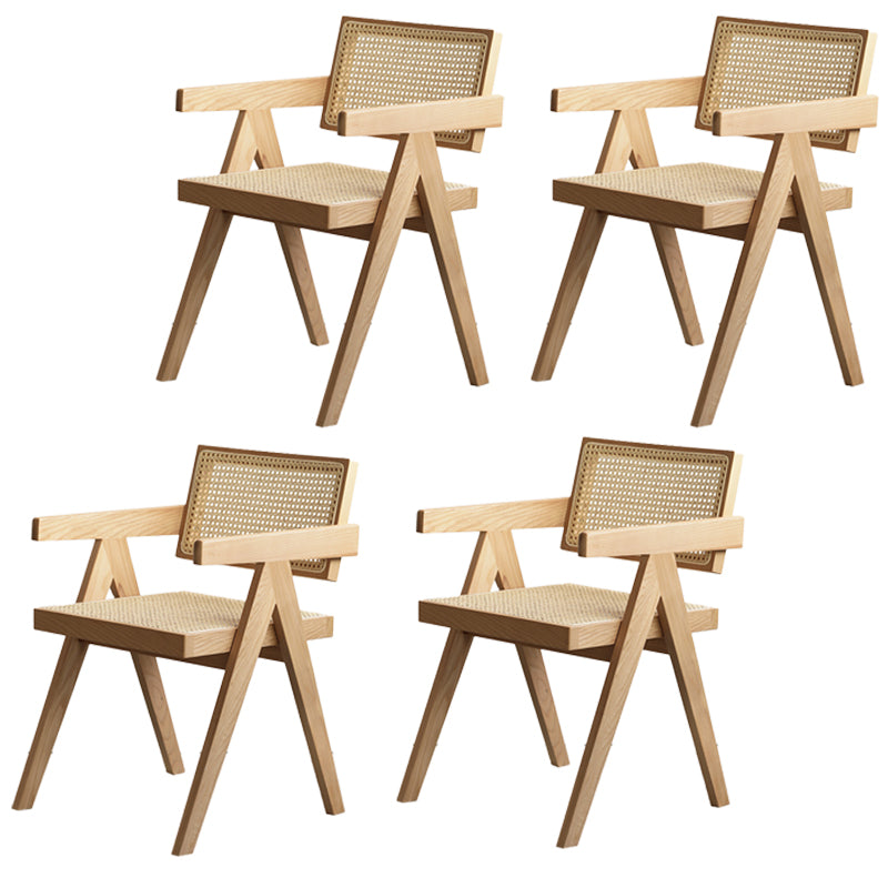 Contemporary Style Oak Wood Chairs Kitchen Dining Room Open Back Arm Chair Wood 4 Piece Set Clearhalo ' kitchen&dining_furn' 'Dining Chairs' 'Dining Tables & Seating' 'dining_chair' 'furn' 'furn_dining_chair' 'Furniture' 'furniture_dining_chair' 'Kitchen & Dining Furniture' 'kitchen' 3909941