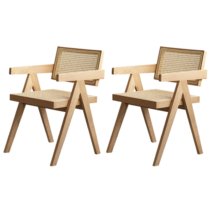 Contemporary Style Oak Wood Chairs Kitchen Dining Room Open Back Arm Chair Wood 2 Piece Set Clearhalo ' kitchen&dining_furn' 'Dining Chairs' 'Dining Tables & Seating' 'dining_chair' 'furn' 'furn_dining_chair' 'Furniture' 'furniture_dining_chair' 'Kitchen & Dining Furniture' 'kitchen' 3909945