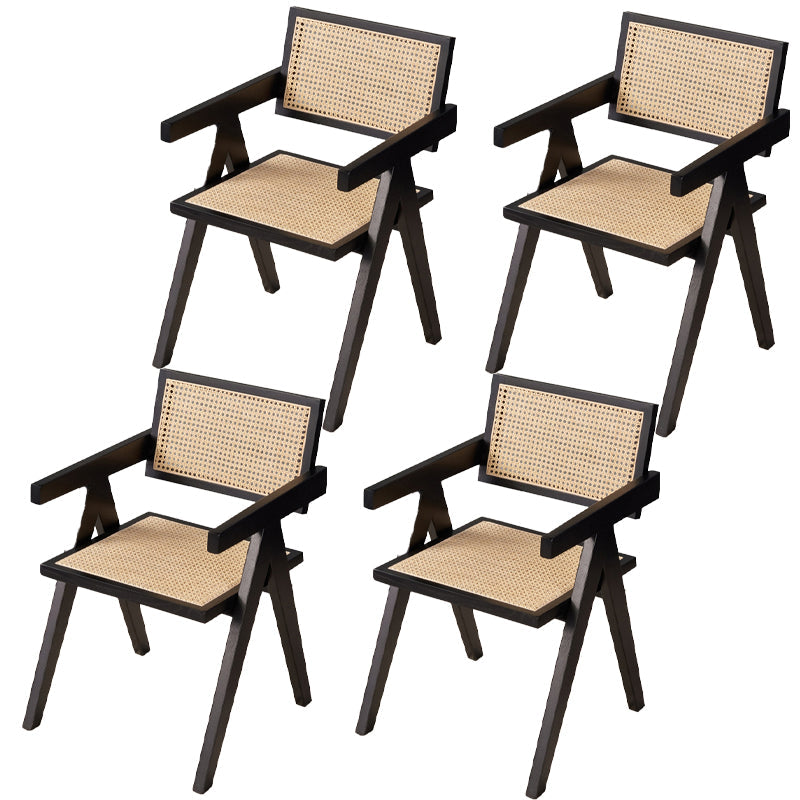 Contemporary Style Oak Wood Chairs Kitchen Dining Room Open Back Arm Chair Black 4 Piece Set Clearhalo ' kitchen&dining_furn' 'Dining Chairs' 'Dining Tables & Seating' 'dining_chair' 'furn' 'furn_dining_chair' 'Furniture' 'furniture_dining_chair' 'Kitchen & Dining Furniture' 'kitchen' 3909947