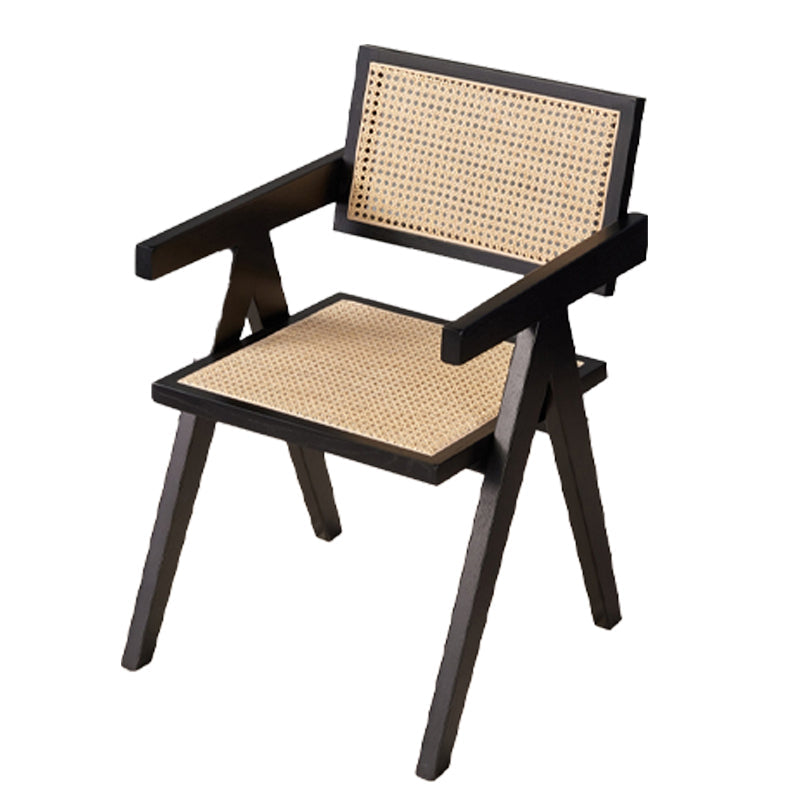 Contemporary Style Oak Wood Chairs Kitchen Dining Room Open Back Arm Chair Black 1 Piece Clearhalo ' kitchen&dining_furn' 'Dining Chairs' 'Dining Tables & Seating' 'dining_chair' 'furn' 'furn_dining_chair' 'Furniture' 'furniture_dining_chair' 'Kitchen & Dining Furniture' 'kitchen' 3909949