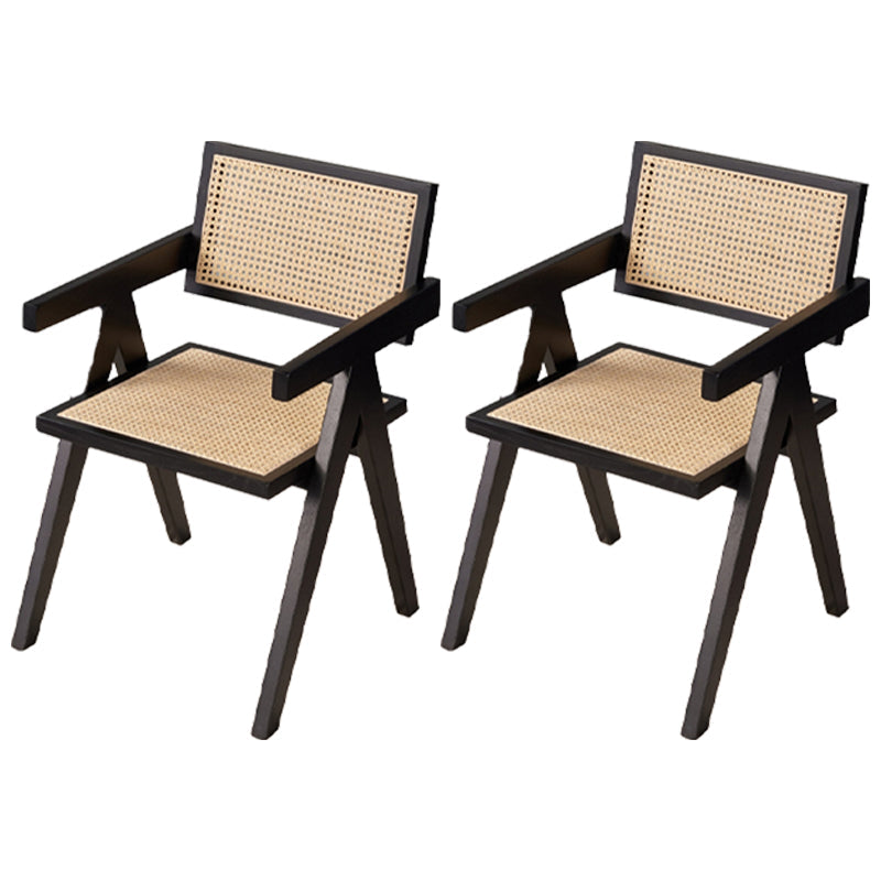 Contemporary Style Oak Wood Chairs Kitchen Dining Room Open Back Arm Chair Black 2 Piece Set Clearhalo ' kitchen&dining_furn' 'Dining Chairs' 'Dining Tables & Seating' 'dining_chair' 'furn' 'furn_dining_chair' 'Furniture' 'furniture_dining_chair' 'Kitchen & Dining Furniture' 'kitchen' 3909952