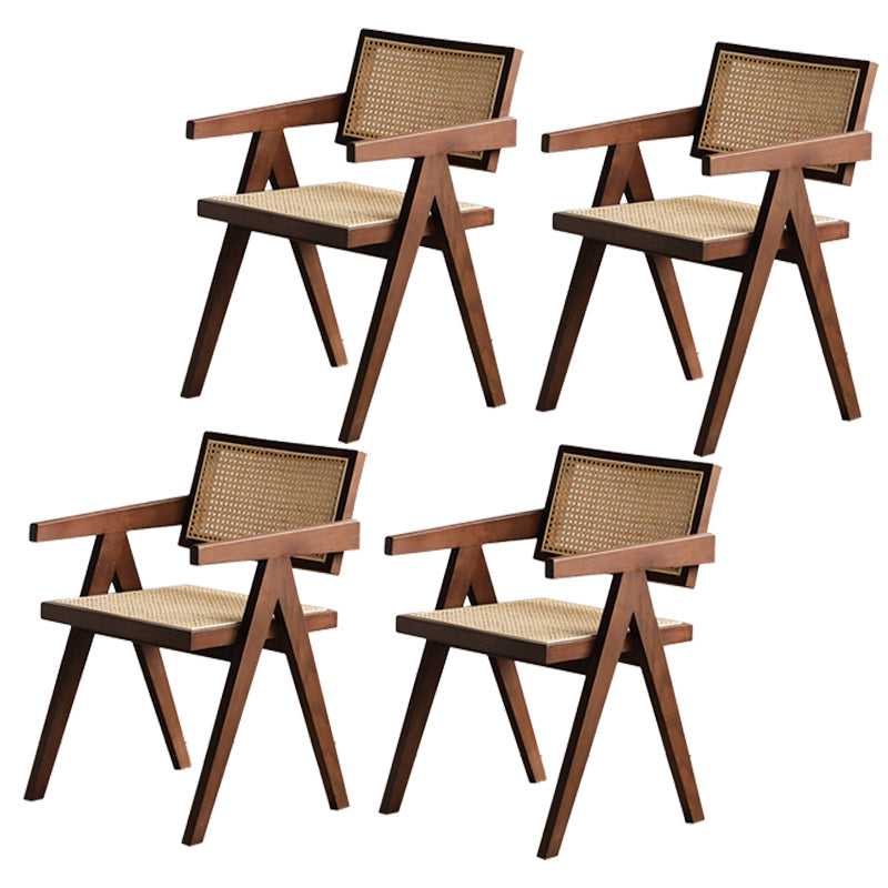 Contemporary Style Oak Wood Chairs Kitchen Dining Room Open Back Arm Chair Walnut 4 Piece Set Clearhalo ' kitchen&dining_furn' 'Dining Chairs' 'Dining Tables & Seating' 'dining_chair' 'furn' 'furn_dining_chair' 'Furniture' 'furniture_dining_chair' 'Kitchen & Dining Furniture' 'kitchen' 3909953