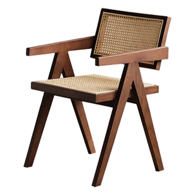 Contemporary Style Oak Wood Chairs Kitchen Dining Room Open Back Arm Chair Walnut 1 Piece Clearhalo ' kitchen&dining_furn' 'Dining Chairs' 'Dining Tables & Seating' 'dining_chair' 'furn' 'furn_dining_chair' 'Furniture' 'furniture_dining_chair' 'Kitchen & Dining Furniture' 'kitchen' 3909954