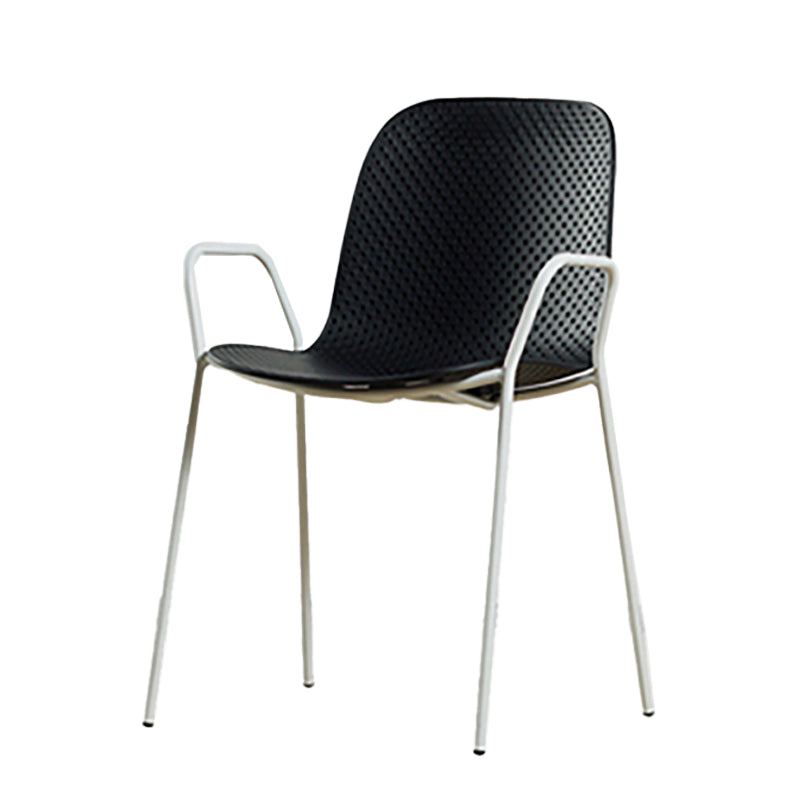 Scandinavian Style Plastic Dining Armchair Solid Back Dining Single Chair Black White Clearhalo ' kitchen&dining_furn' 'Dining Chairs' 'Dining Tables & Seating' 'dining_chair' 'furn' 'furn_dining_chair' 'Furniture' 'furniture_dining_chair' 'Kitchen & Dining Furniture' 'kitchen' 3909958