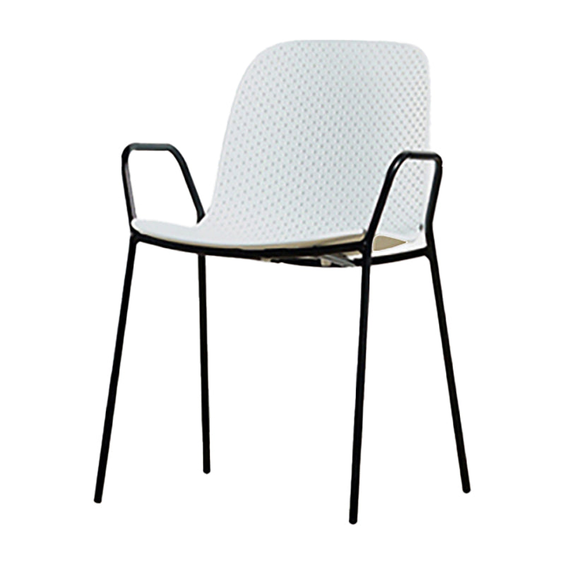 Scandinavian Style Plastic Dining Armchair Solid Back Dining Single Chair White Black Clearhalo ' kitchen&dining_furn' 'Dining Chairs' 'Dining Tables & Seating' 'dining_chair' 'furn' 'furn_dining_chair' 'Furniture' 'furniture_dining_chair' 'Kitchen & Dining Furniture' 'kitchen' 3909965