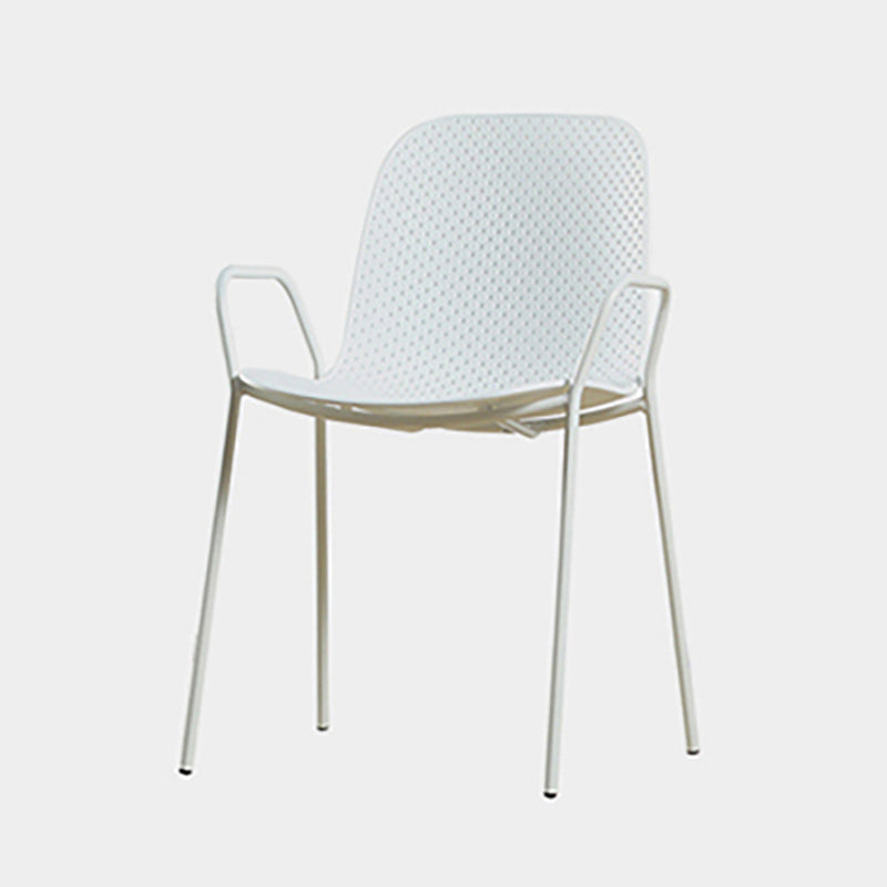 Scandinavian Style Plastic Dining Armchair Solid Back Dining Single Chair White White Clearhalo ' kitchen&dining_furn' 'Dining Chairs' 'Dining Tables & Seating' 'dining_chair' 'furn' 'furn_dining_chair' 'Furniture' 'furniture_dining_chair' 'Kitchen & Dining Furniture' 'kitchen' 3909971
