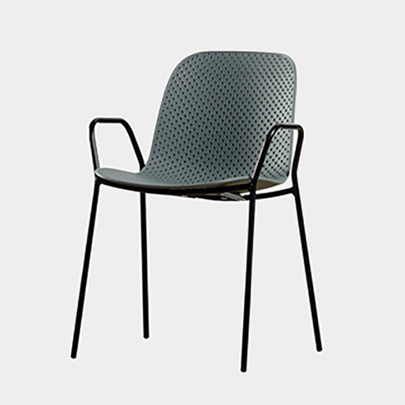 Scandinavian Style Plastic Dining Armchair Solid Back Dining Single Chair Dark Gray Black Clearhalo ' kitchen&dining_furn' 'Dining Chairs' 'Dining Tables & Seating' 'dining_chair' 'furn' 'furn_dining_chair' 'Furniture' 'furniture_dining_chair' 'Kitchen & Dining Furniture' 'kitchen' 3909973