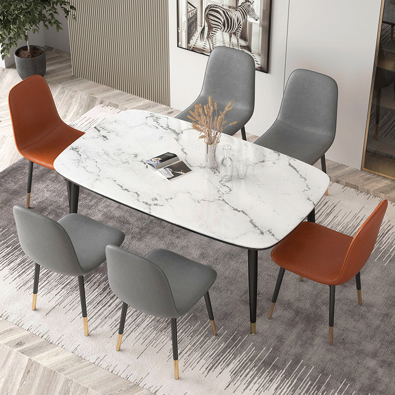 Contemporary Metal Dining Room Chair Faux Leather Dining Armless Single Chair Clearhalo ' kitchen&dining_furn' 'Dining Chairs' 'Dining Tables & Seating' 'dining_chair' 'furn' 'furn_dining_chair' 'Furniture' 'furniture_dining_chair' 'Kitchen & Dining Furniture' 'kitchen' 3909988