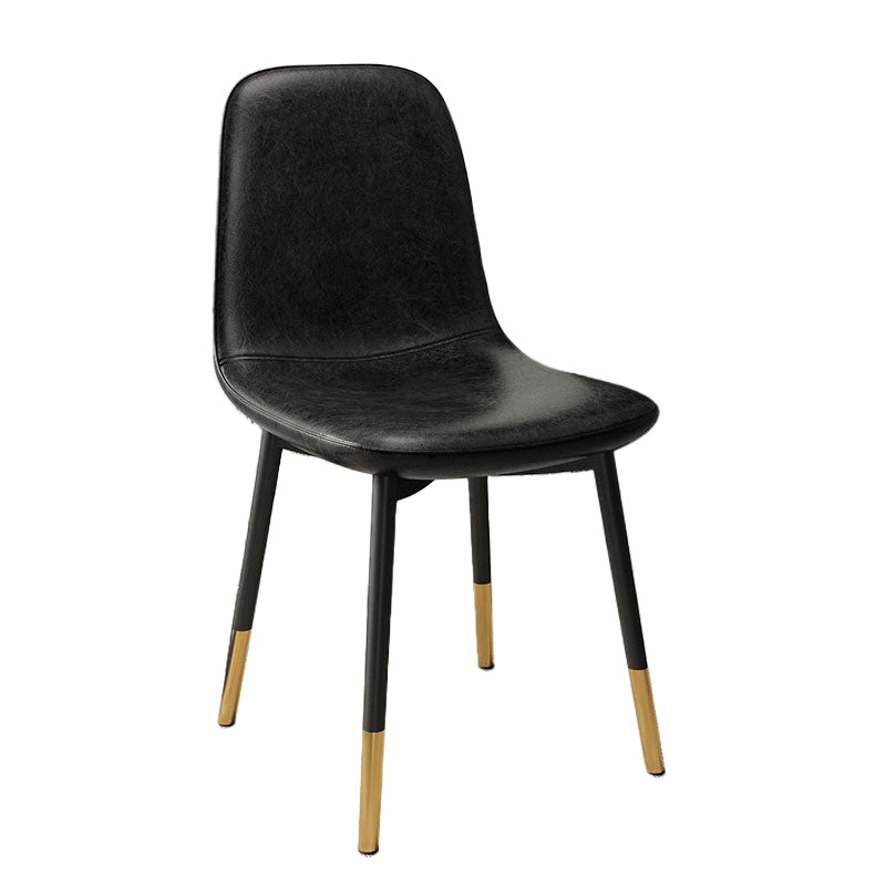 Contemporary Metal Dining Room Chair Faux Leather Dining Armless Single Chair Black Black Gold Clearhalo ' kitchen&dining_furn' 'Dining Chairs' 'Dining Tables & Seating' 'dining_chair' 'furn' 'furn_dining_chair' 'Furniture' 'furniture_dining_chair' 'Kitchen & Dining Furniture' 'kitchen' 3910003