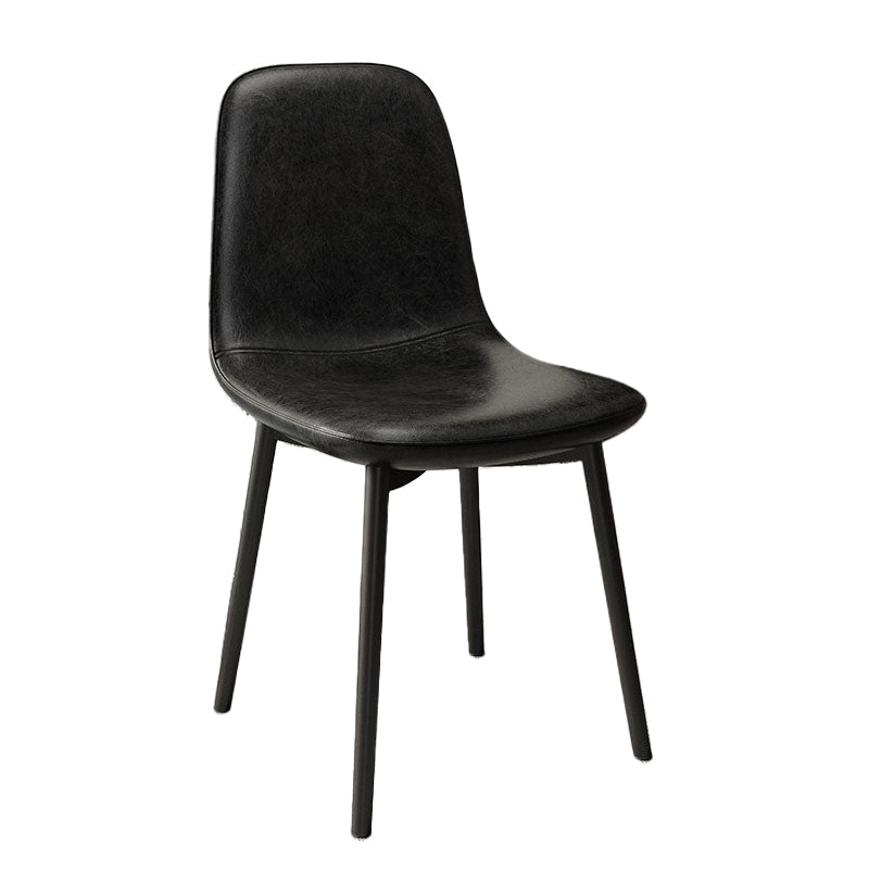 Contemporary Metal Dining Room Chair Faux Leather Dining Armless Single Chair Black Black Clearhalo ' kitchen&dining_furn' 'Dining Chairs' 'Dining Tables & Seating' 'dining_chair' 'furn' 'furn_dining_chair' 'Furniture' 'furniture_dining_chair' 'Kitchen & Dining Furniture' 'kitchen' 3910004