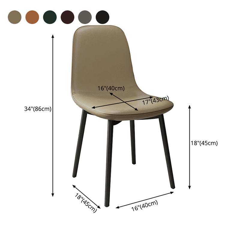 Contemporary Metal Dining Room Chair Faux Leather Dining Armless Single Chair Clearhalo ' kitchen&dining_furn' 'Dining Chairs' 'Dining Tables & Seating' 'dining_chair' 'furn' 'furn_dining_chair' 'Furniture' 'furniture_dining_chair' 'Kitchen & Dining Furniture' 'kitchen' 3910009